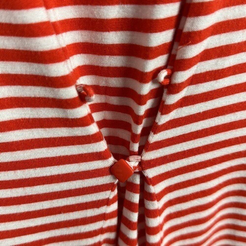 Ali Miles Top Shirt Womens Medium Orange White Stripe Polka dot Tunic Art Casual - Picture 6 of 12